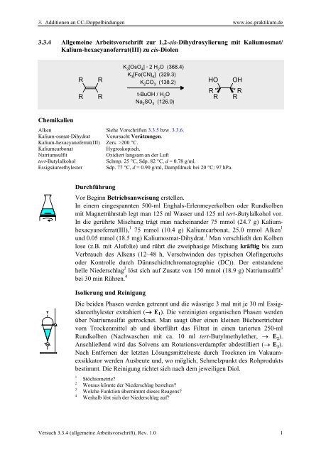 3.3.4: Dihydroxylierung: Allgemeine Vorschrift