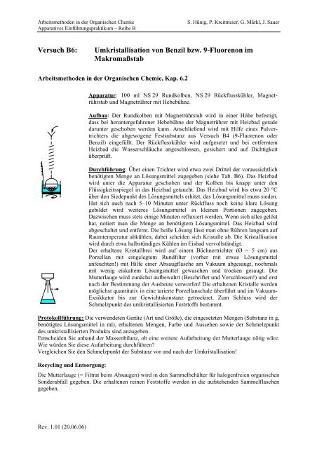 Versuch B6: Umkristallisation im MakromaÃstab