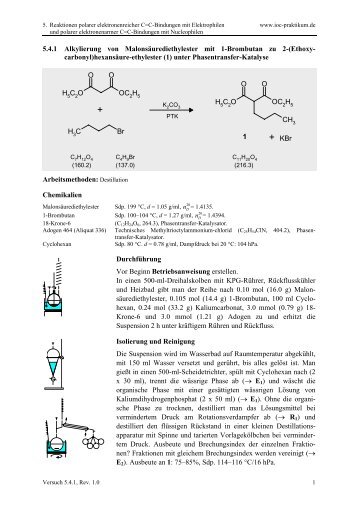 Alkylierung von MalonsÃ¤urediethylester mit 1-Brombutan zu 2