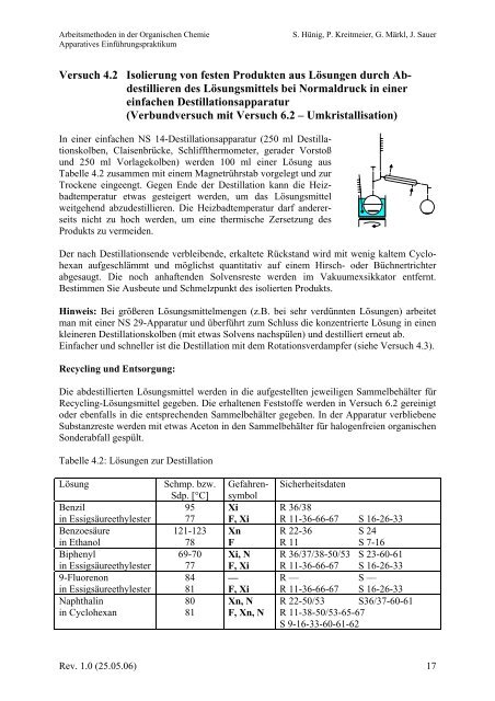 EinfÃ¼hrungspraktikum - Integriertes Organisch-chemisches Praktikum