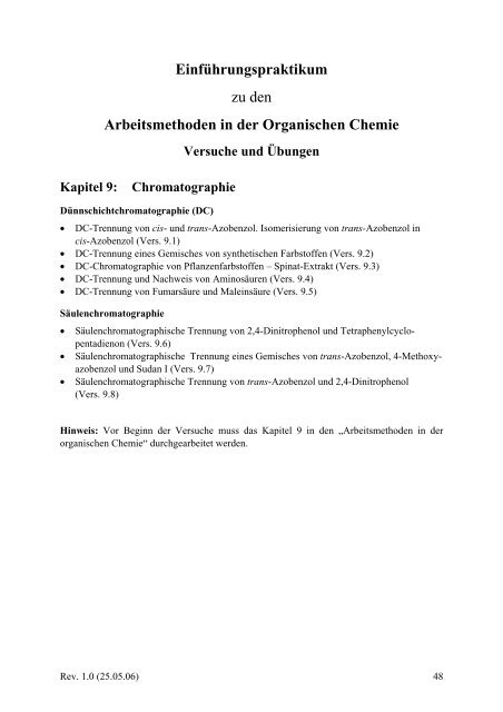 EinfÃ¼hrungspraktikum - Integriertes Organisch-chemisches Praktikum