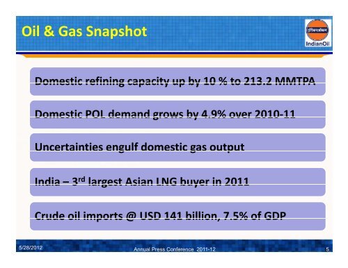 Annual Press Conference 2011-12 - Indian Oil Corporation Limited