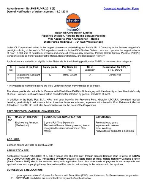 Notification - Indian Oil Corporation Limited