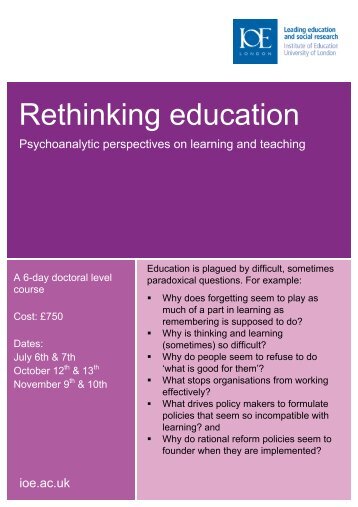 Rethinking Education flier - Institute of Education, University of London