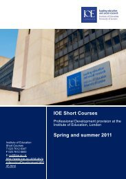 IOE Short Courses Spring and summer 2011 - Institute of Education ...