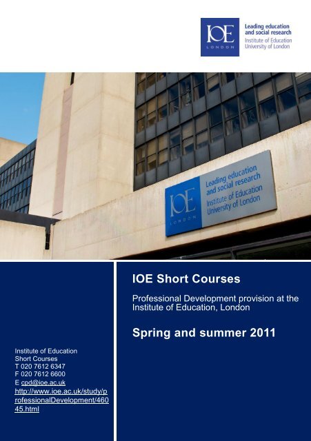 IOE Short Courses and 2011 - Institute of Education ...