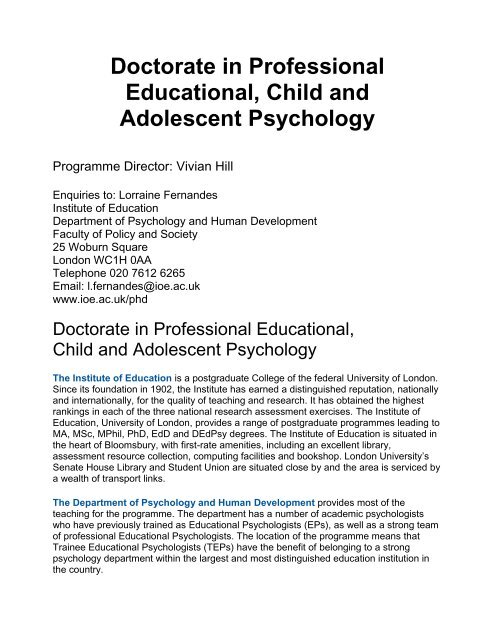 doctorate in education london