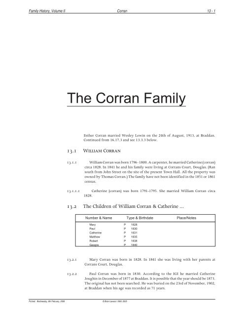 The Corran Family