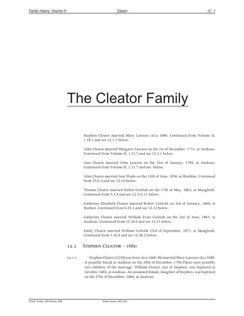 The Cleator Family