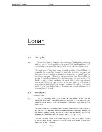 Lonan - The Isle of Man Family History Society