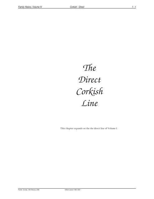The Direct Corkish Line - The Isle of Man Family History Society