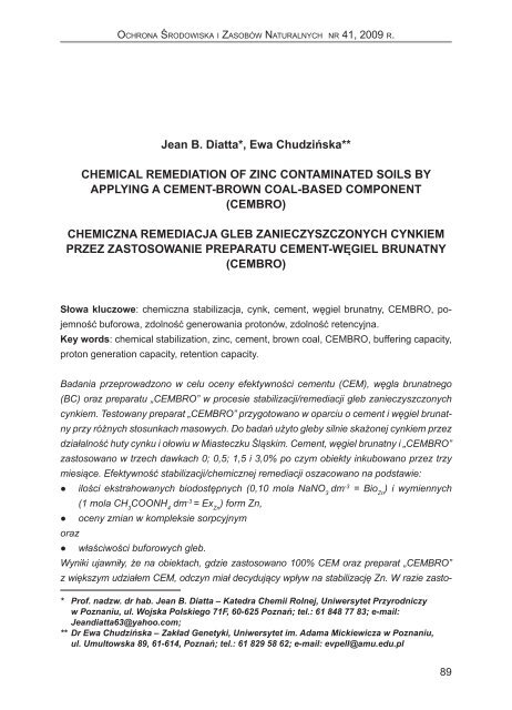 Jean B. Diatta*, Ewa ChudziÅska** CHEMICAL REMEDIATION OF ...