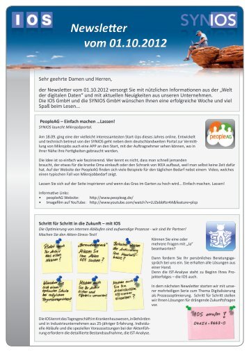 weiter zum Newsletter vom 01.10.2012 - IOS GmbH