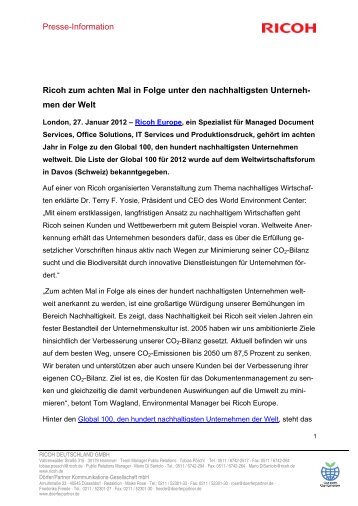 Presse-Information Ricoh zum achten Mal in Folge ... - Dörfer/Partner