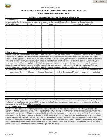 iowa department of natural resources npdes permit application