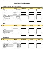 Reunion Budget Planning Worksheet Venues, Rental, and ...