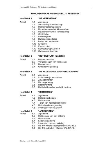 Huishoudelijk Reglement - IPA Nederland