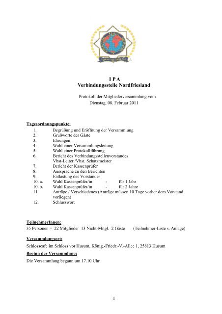 Jahreshauptversammlung - Ipa-nordfriesland.de