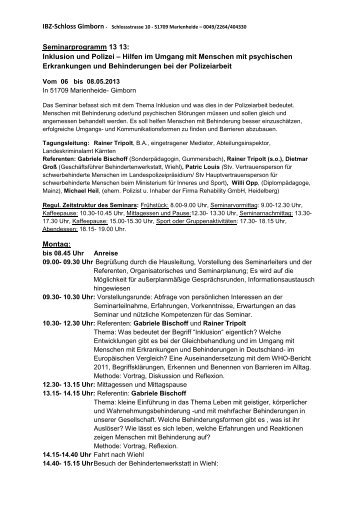 06. bis 08. Mai 2013 Seminar im IBZ-Schloss Gimborn - IPA Tirol