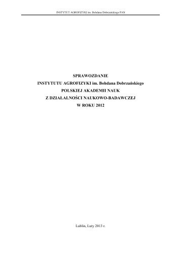 7. 2012 (pdf) - Instytut Agrofizyki im. Bohdana DobrzaÅskiego PAN w ...