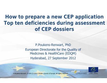 How to prepare a new CEP application Top ten deficiencies during ...