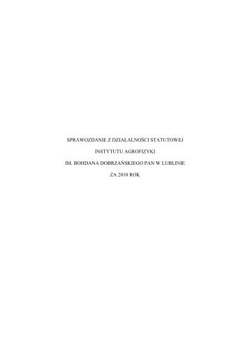 5. 2010 (pdf) - Instytut Agrofizyki im. Bohdana DobrzaÅskiego PAN w ...