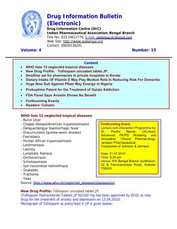 Drug Information Bulletin, 15_4_ - Indian Pharmaceutical Association
