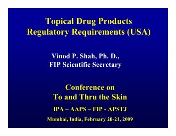 Topical Drug Products Regulatory Requirements (USA) - Indian ...