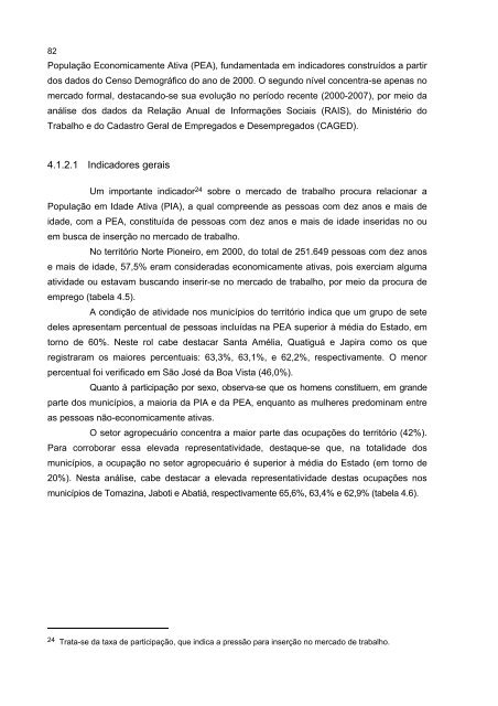 DiagnÃ³stico socioeconÃ´mico do TerritÃ³rio Norte Pioneiro - Ipardes