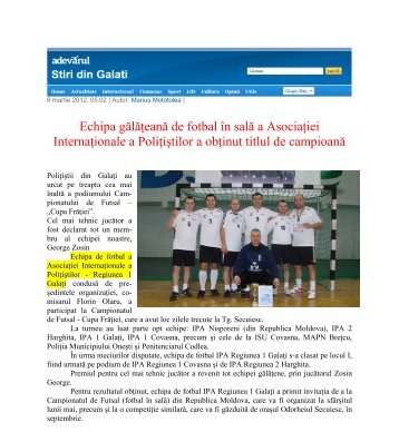 Echipa gÄlÄÅ£eanÄ de fotbal Ã®n salÄ a AsociaÅ£iei ... - IPA Romania