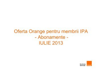 Oferta Orange IPA - Voce si Internet mobil - IPA Romania