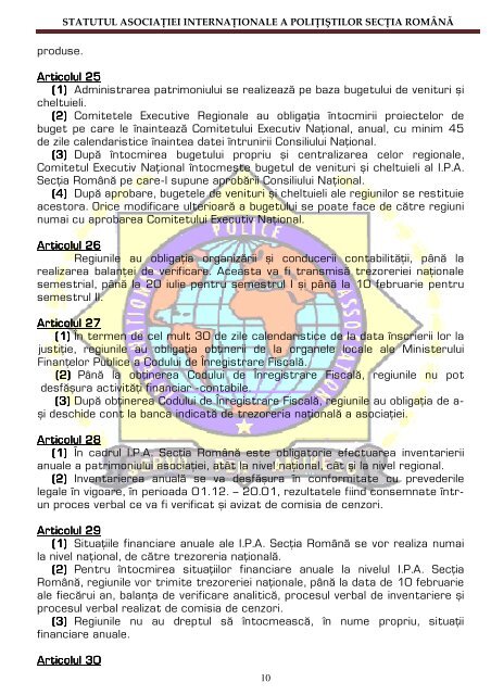 statutul asociaÅ£iei internaÅ£ionale a poliÅ£iÅtilor secÅ£ia ... - IPA Romania