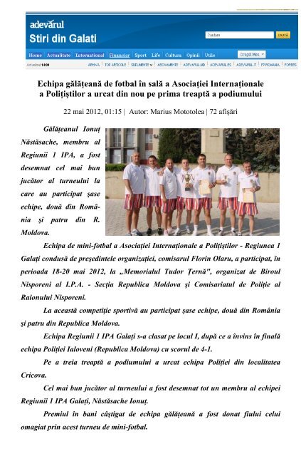 Echipa gÄlÄÅ£eanÄ de fotbal Ã®n salÄ a AsociaÅ£iei ... - IPA Romania