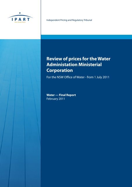 Review of prices for the Water Administration Ministerial Corporation