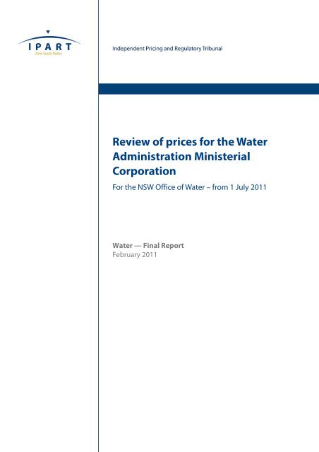 Review of prices for the Water Administration Ministerial Corporation