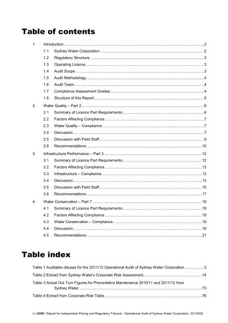 Sydney Water Operational Audit 2011/2 - IPART - NSW Government