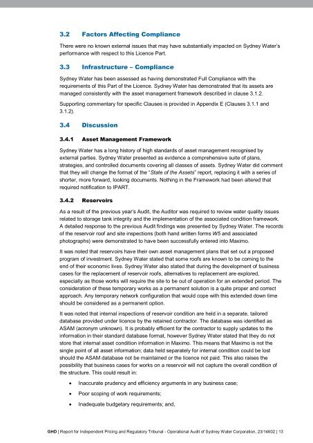 Sydney Water Operational Audit 2011/2 - IPART - NSW Government