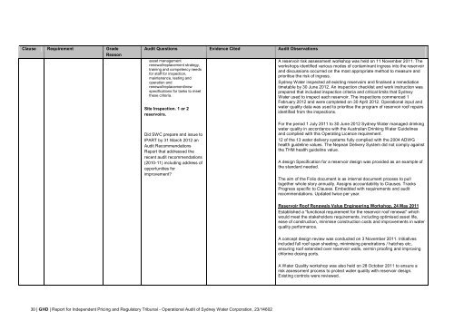 Sydney Water Operational Audit 2011/2 - IPART - NSW Government
