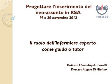 Il ruolo dell'infermiere esperto come guida o tutor A.Di Giaimo