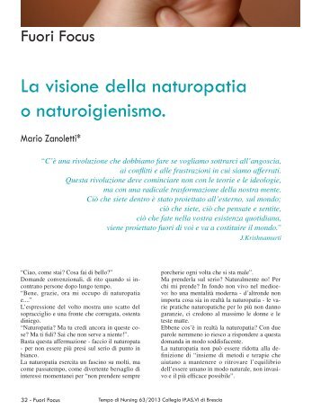 La visione della naturopatia o naturoigienismo. Mario Zanoletti