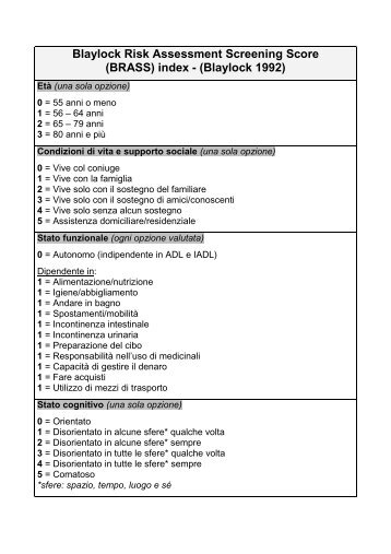 Blaylock Risk Assessment Screening Score - Collegio IP.AS.VI. di ...