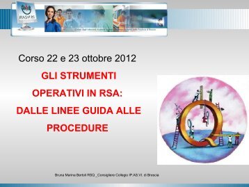 gli strumenti operativi in rsa: dalle linee guida alle procedure