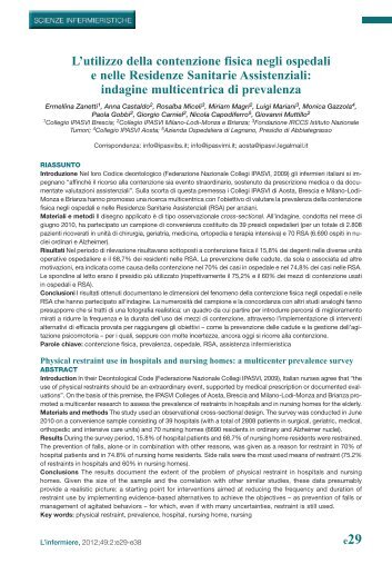 L'utilizzo della contenzione fisica negli ospedali ... - Ipasvi Milano Lodi