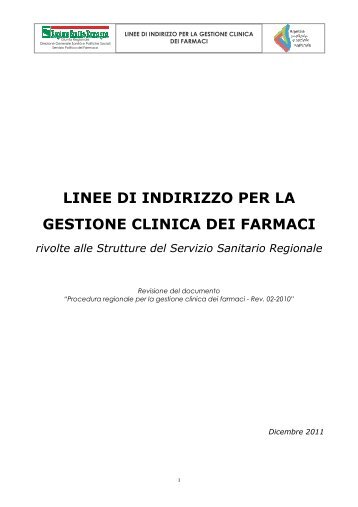 Linee di indirizzo per la gestione clinica dei farmaci - Saluter