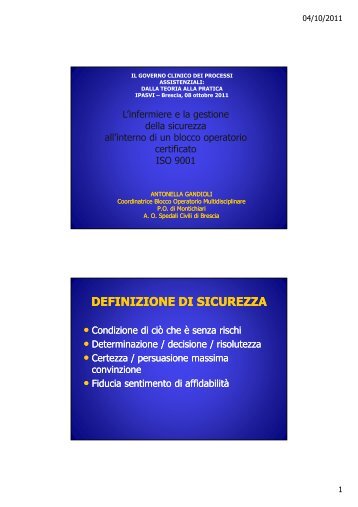 Antonella Gandioli L'infermiere e la gestione della sicurezza all ...