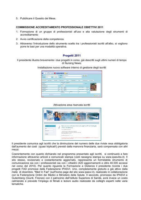 Relazione Presidente - Collegio IP.AS.VI. di Brescia