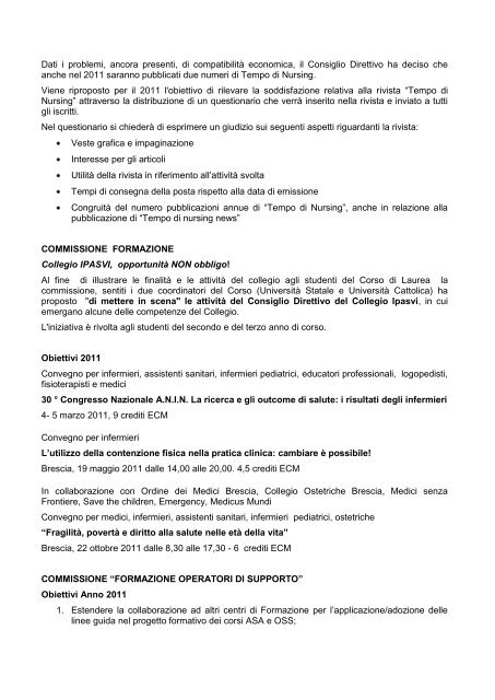 Relazione Presidente - Collegio IP.AS.VI. di Brescia