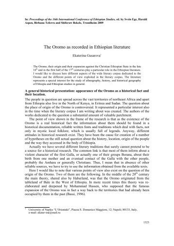 Ekaterina Gusarova - The Oromo as recorded in Ethiopian literature