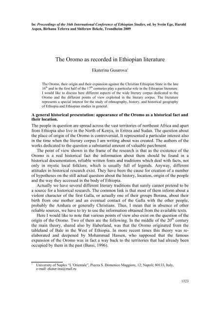 Ekaterina Gusarova - The Oromo as recorded in Ethiopian literature