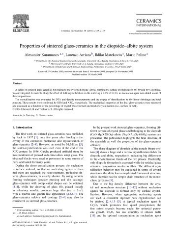 Properties of sintered glass-ceramics in the diopsideâalbite system